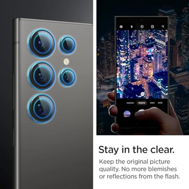 Spigen Glas.tR EZ Fit Optik Pro Kameraschutz für Samsung Galaxy S24 Ultra, 2 Stück, Titanium Black, Anti-Kratzer, 9H Härte Folie - Preisvergleich – Bild 4