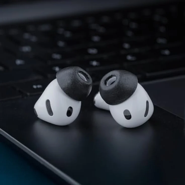 Comply TrueGrip MAX, Premium Memory Schaumstoff Ohrstöpsel für Apple AirPods Pro (3. Generation), SmartSkin™-Technologie, hervorragende Geräuschisolierung, schwarz, Sortiert S/M/L, 3 Paar – Bild 4