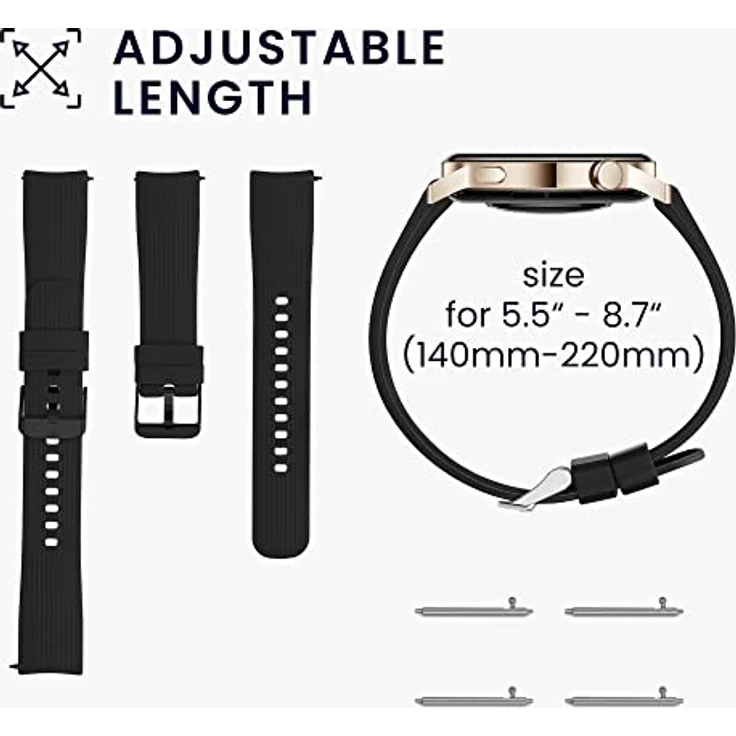 kwmobile 2X Sportarmband Set aus TPU Silikon, kompatibel mit Huawei Watch GT 3 Pro 43mm / Watch GT3 42mm / GT2 42mm / MagicWatch 2 42mm, verstellbar von 14-22 cm, in verschiedenen Farben – Bild 5