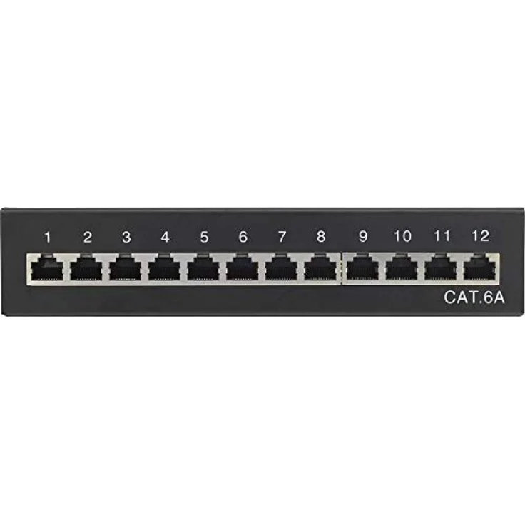 Renkforce 12 Port Netzwerk-Patchbox CAT 6a, 1 HE, Wandmontage, bestückt, aus robustem Stahl – Bild 3