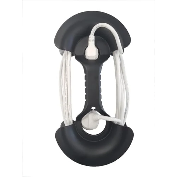 ViD® Kabelaufwickler Kabelhantel schwarz für Kabellänge 2-25 m (2 Stück) mit Aufhängevorrichtung und ergonomischem Griff – Bild 1