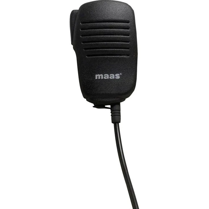 Maas Elektronik Lautsprechermikrofon, Handmikrofon mit Ohrhöreranschluss und Spiralkabel, drehbarem Ansteckclip