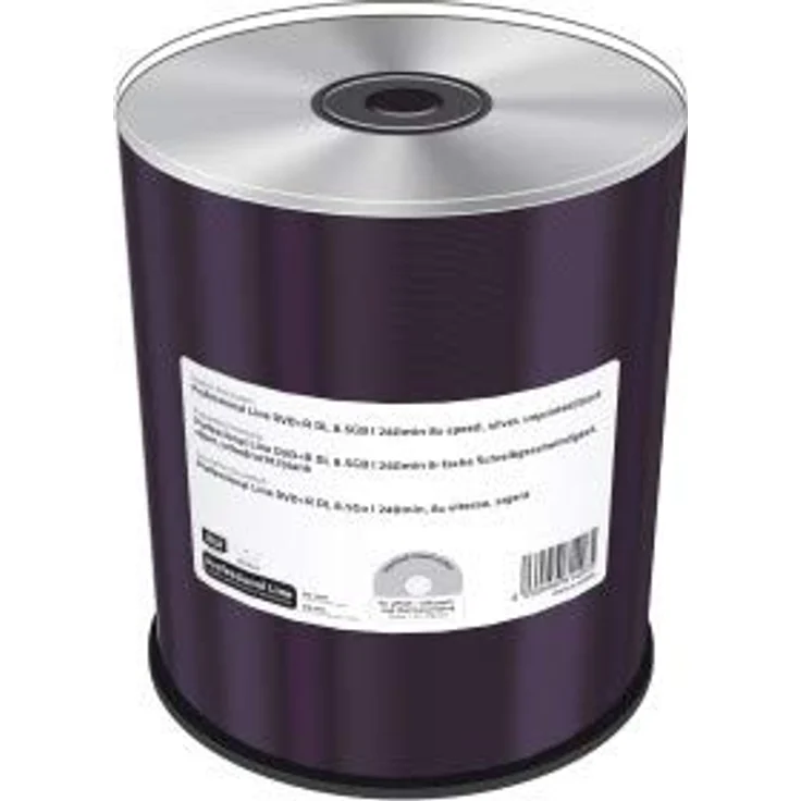 MediaRange Professional Line DVD+R Double Layer 8.5GB, Silber, unbedruckt, 8-fache Schreibgeschwindigkeit, 100er Cakebox – Bild 1