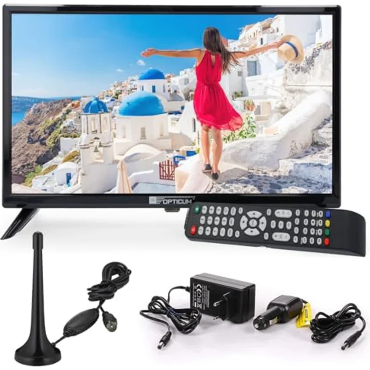 RED OPTICUM LED Fernseher 19 Zoll LE-19T30921 - Camping Fernseher 12V / 230V Betrieb mit Triple Tuner DVB-C/-S2/-T2 CI+ Steckplatz USB 2.0 HDMI PVR-Funktion – Bild 1