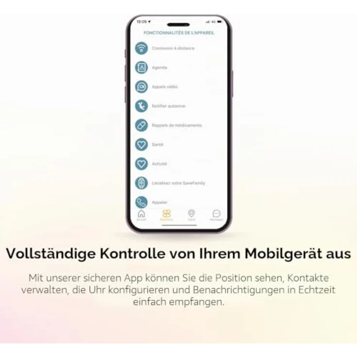 SaveFamily SaveWatch Plus 2, Smartwatch mit 1,85" AMOLED-Display, 16 GB Speicher, GPS, schwarzem Silikonarmband – Bild 5