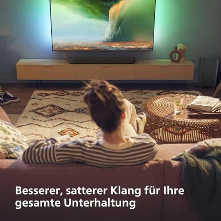 Philips TAB5309 Soundbar 2.1 mit drahtlosem Subwoofer - 2,1 Kanal 240W, DTS Virtual X, Bluetooth 5.4, HDMI ARC, optische Verbindung und USB-Konnektivität - Dunkelgrau – Bild 2