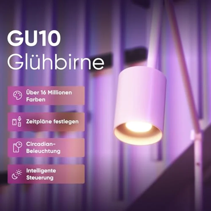 Nanoleaf Matter GU10 Smart LED Lampe, 3 RGBCW, dimmbar, 16 Mio. Farben, 400 Lumen, WiFi & Bluetooth, Sprachsteuerung (Alexa, Apple, Google) für Wohn- & Schlafzimmer Deko – Bild 2