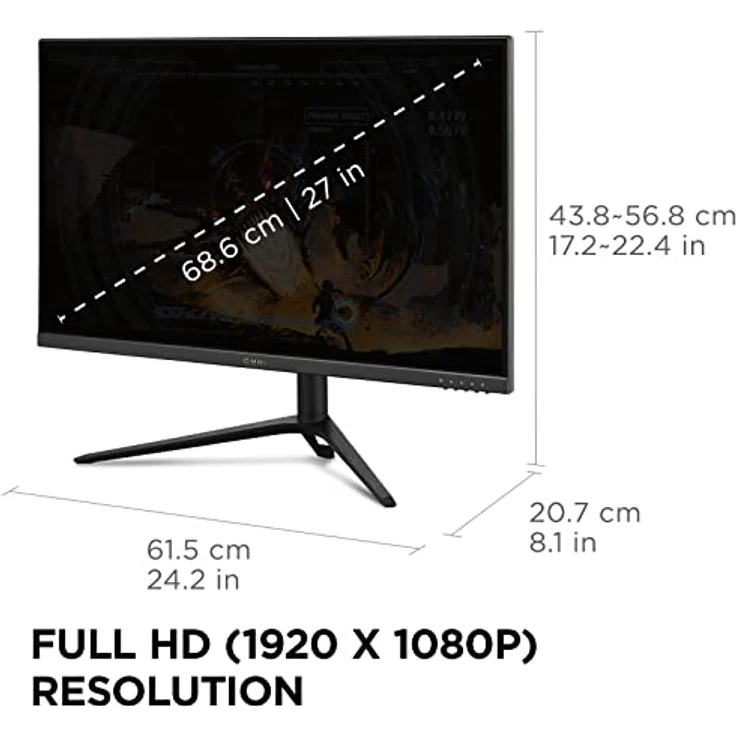 ViewSonic VX2728J 68,6 cm (27 Zoll) Gaming Monitor (Full-HD, IPS, 180 Hz, 1 ms, FreeSync Premium, HDMI, DP, Lautsprecher, Höhenverstellbar) in Schwarz – Bild 4