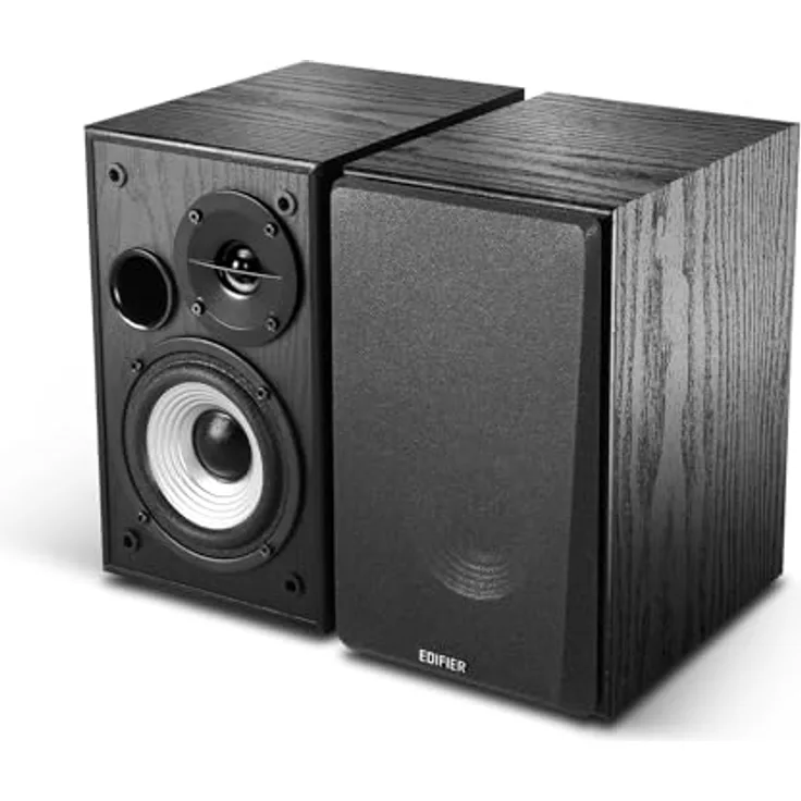 Edifier R990BT Bluetooth 5.4 Bücherregal-Lautsprecher, 2.0 Aktiv Multimedia Sprecher, 24W Ausgangsleistung, RCA/AUX/Bluetooth-Eingänge, MDF Gehäuse, Schwarz