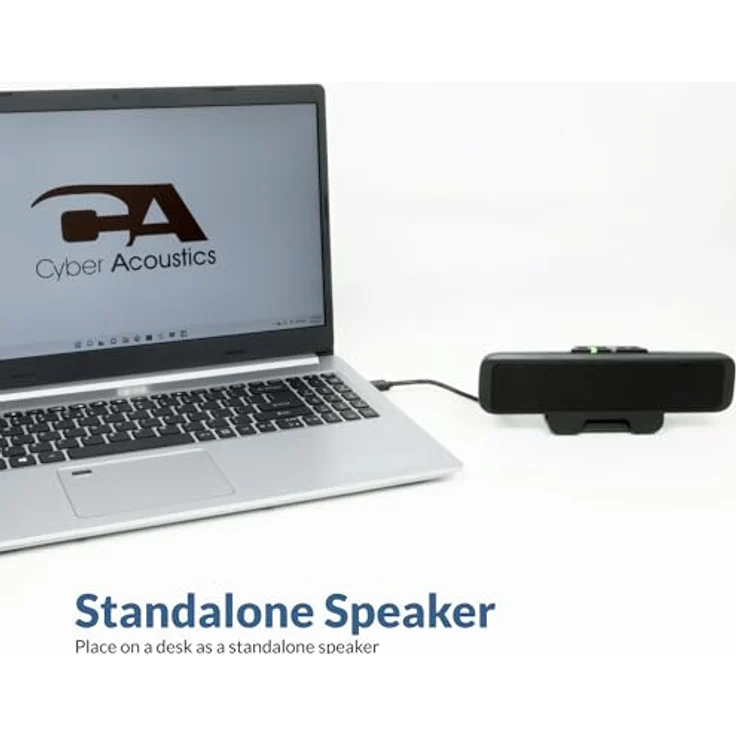 Cyber Acoustics CA-2890, USB-Lautsprecherleiste, USB-betrieben, einfach am Monitor zu befestigen, praktische Bedienelemente, Schwarz – Bild 4