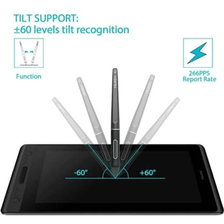 HUION KAMVAS PRO 12 Grafiktablett - 11.6 Zoll - Schwarz - 5080 lpi - USB - Neigungsunterstützung - 8192 Druckniveaus – Bild 3