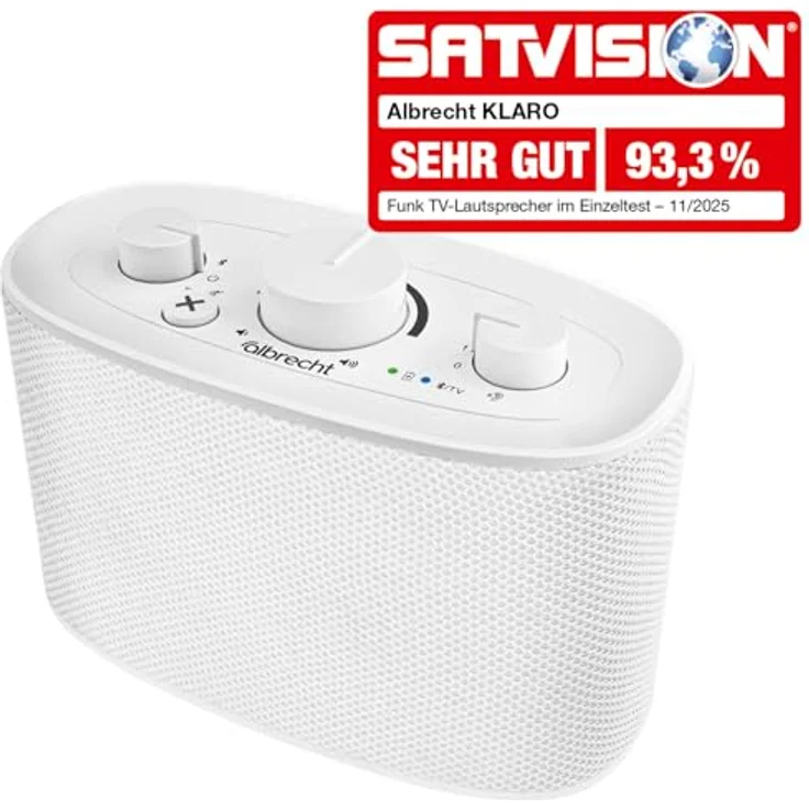 Albrecht KLARO TV Sprachverstärker, kabelloser TV-Lautsprecher mit Clear Voice Sprachoptimierung und Geräuschfilter, Streaming, weiß – Bild 4