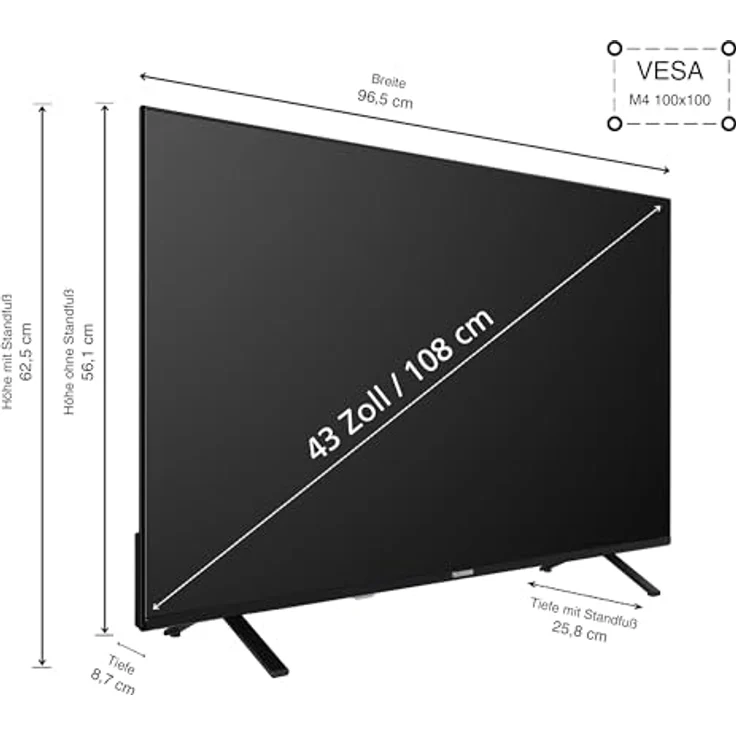 Telefunken 43 Zoll Fernseher/TiVo Smart TV (4K UHD, HDR Dolby Vision, Dolby Atmos, HD+ 6 Monate inkl., Triple-Tuner) XU43TO750S – Bild 3