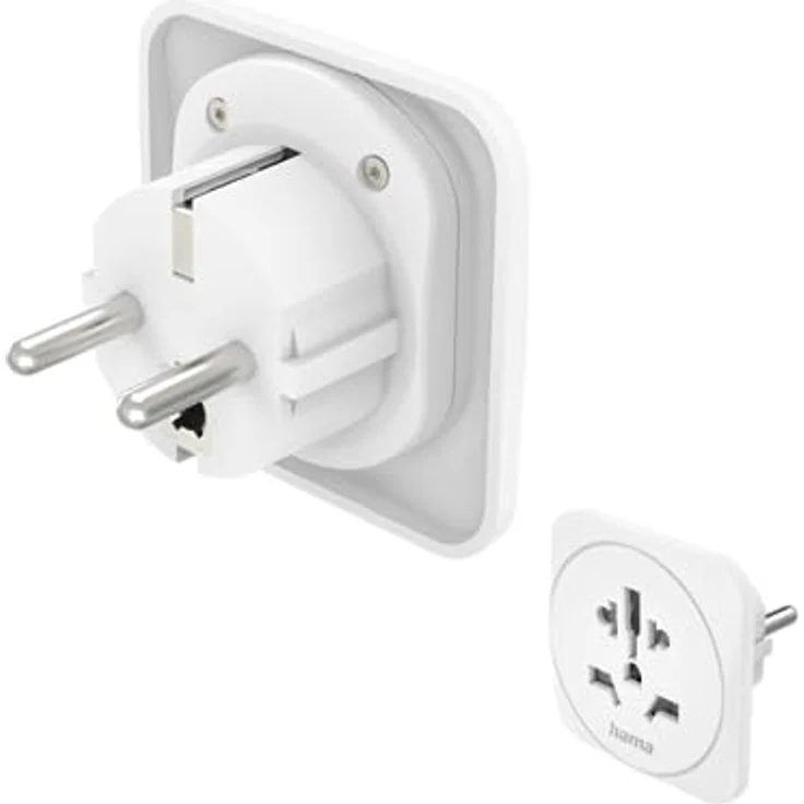 Hama Reiseadapter Typ E/F, 3-poliger Adapter für Europa, Weiß, kompatibel mit internationalen Steckern – Bild 2