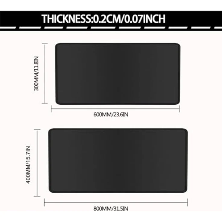 Rcege Gaming-Mauspad 600x300mm, Große Schreibtischunterlage mit genähten Kanten, Wasserresistent und rutschfester Unterseite – Bild 2