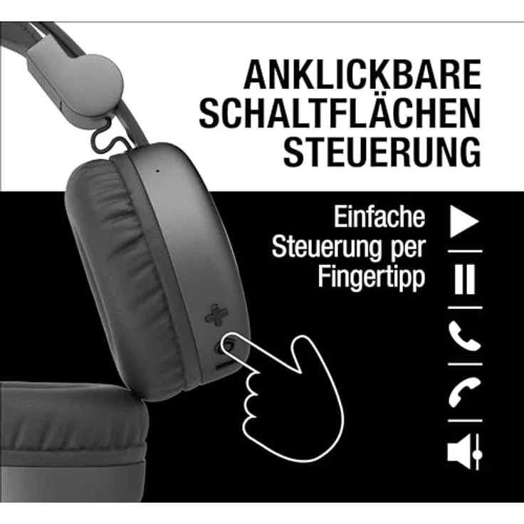 Fresh 'n Rebel Code Core, Bluetooth-Kopfhörer on-Ear, kabellos, 30 Stunden Spielzeit, mit Mikrofon und Sprachassistent, Lautstärkeregler und Wiedergabe/Pause-Tasten, faltbar (Storm Grey) – Bild 3