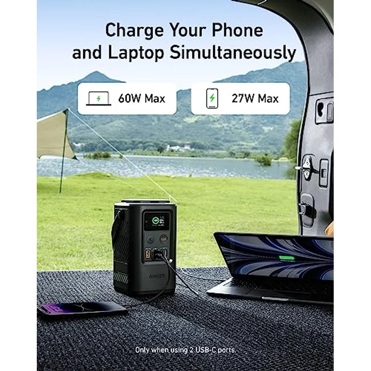Anker 548 Powerbank (PowerCore Reserve 192Wh), 60.000mAh Tragbares Ladegerät mit digitalem Display, ausziehbarer automatischer Beleuchtung und SOS-Modus, 60W Leistung für Notfälle und Reisen – Bild 4