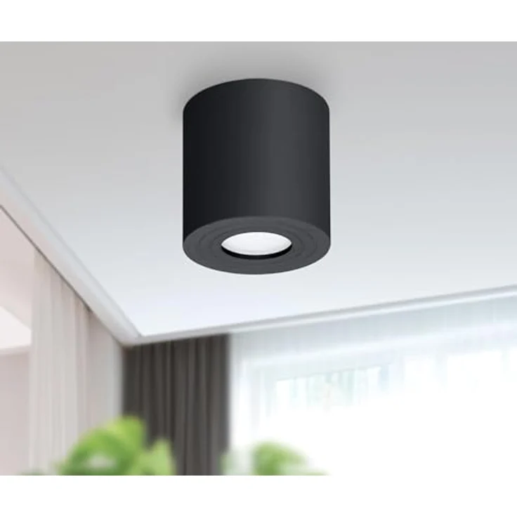 Adviti Megy Deckenleuchte Runde GU10 IP54 Wasserdicht 50W Max Milchfarbener Lampenschirm (Schwarz) – Bild 2