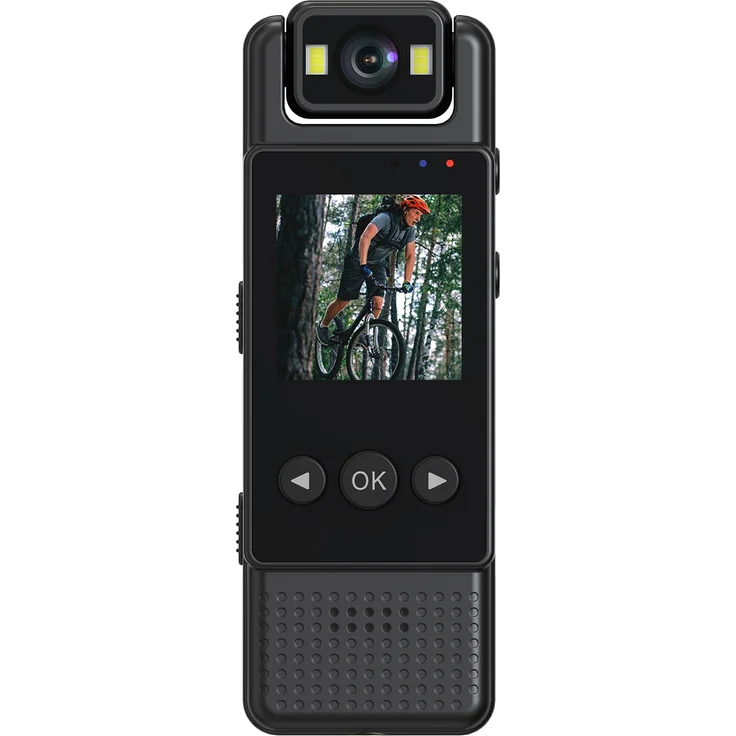 Lixada Koerperkamera mit 1,3-Zoll-Bildschirm, 32GB Speicher, 180° drehbarem Objektiv und Audio-/Videoaufzeichnung, schwarz