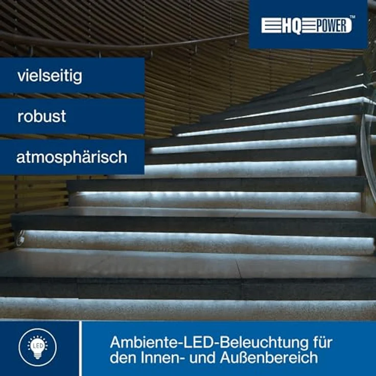 HQ-Power LED-Lichtschlauch, wetterfester Lichterschlauch für Außen, 36 LEDs/Meter, kaltweiß, 9 m, IP44, langlebig bis 20.000 Stunden – Bild 2