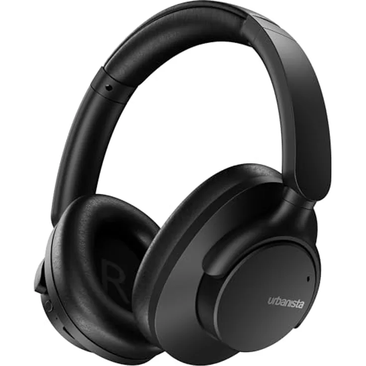 Urbanista Valencia Bluetooth Kopfhörer Over-Ear, Active Noise Cancelling, 50h Spielzeit, Hi-Res Audio, Deep Bass, Verbindung von 2 Geräten, Schwarz