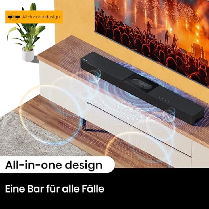 Hisense HS2000 2.1 Kanal Soundbar mit integriertem Subwoofer, 240W, Dolby Audio, Bluetooth, HDMI ARC/Optical/AUX/USB, Schwarz – Bild 3