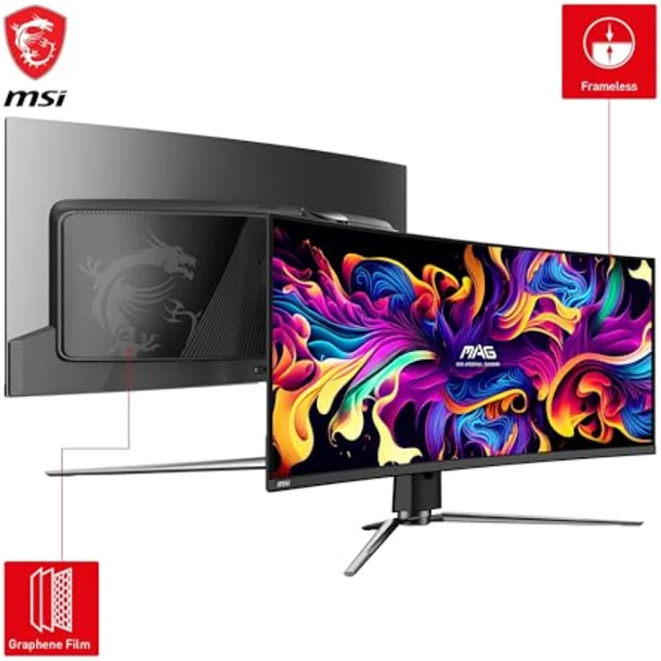 MSI MAG 341CQPA QD-OLED, 34-Zoll UWQHD Curved Gaming Monitor, 175 Hz, 0,03 ms, 99% DCI-P3, DisplayHDR True Black 400, HDMI 2.1, USB Typ C – Bild 3