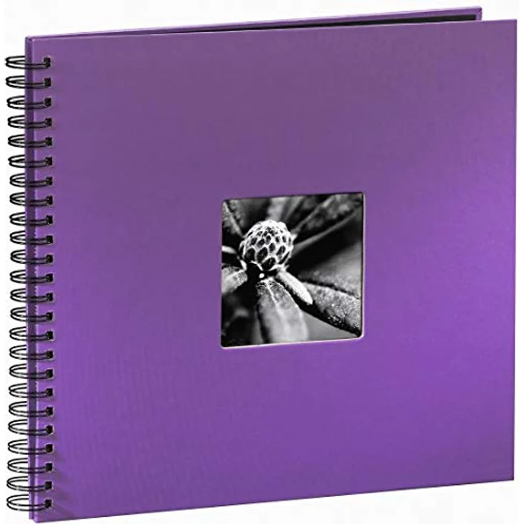 Hama Jumbo Fotoalbum, 36 x 32 cm, 50 schwarze Seiten, 25 Blatt, mit Ausschnitt für Bildeinschub, Fotobuch lila – Bild 4