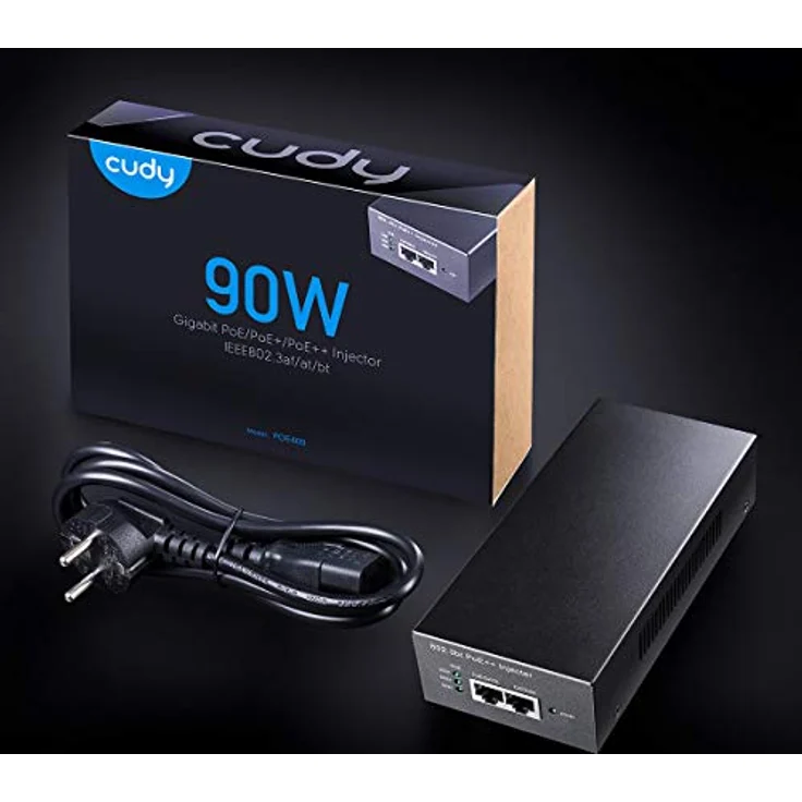 Cudy POE400 PoE Adapter Gigabit Ethernet, 90W PoE++/PoE+/PoE Injector mit 2 Ports, Netzwerk Switch, Schwarz – Bild 7