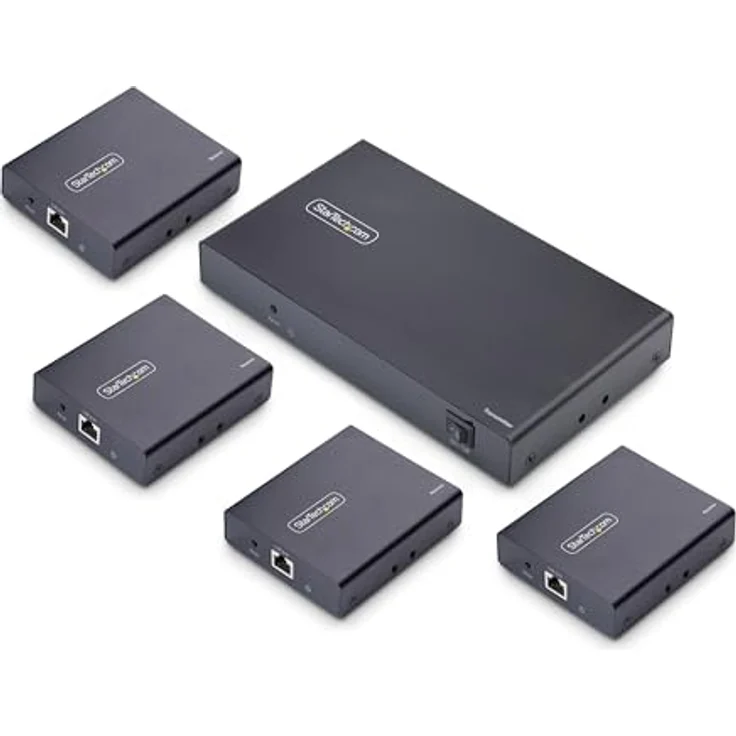 StarTech 4-Port HDMI Extender und Splitter, CAT6, 4K 60Hz, bis 70m, Power-over-Cable, für Digital Signage und Konferenzräume – Bild 1