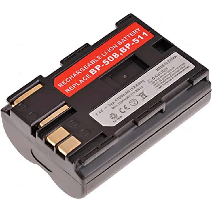 T6 Power Batterie T6 Energie Kanon BP-508, BP-511, BP-511A, BP-512, BP-514, 1700mAh, braun, Li-Ion, 7,4 V