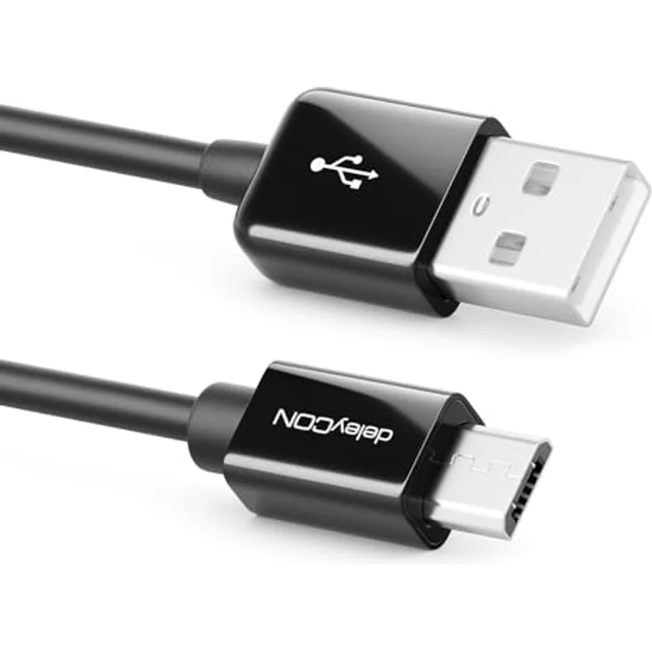 deleyCON 3,0m Micro USB Ladekabel Datenkabel - Kompatibel für Android Handys Smartphones Tablets MP3 Player Kameras - Schwarz – Bild 2