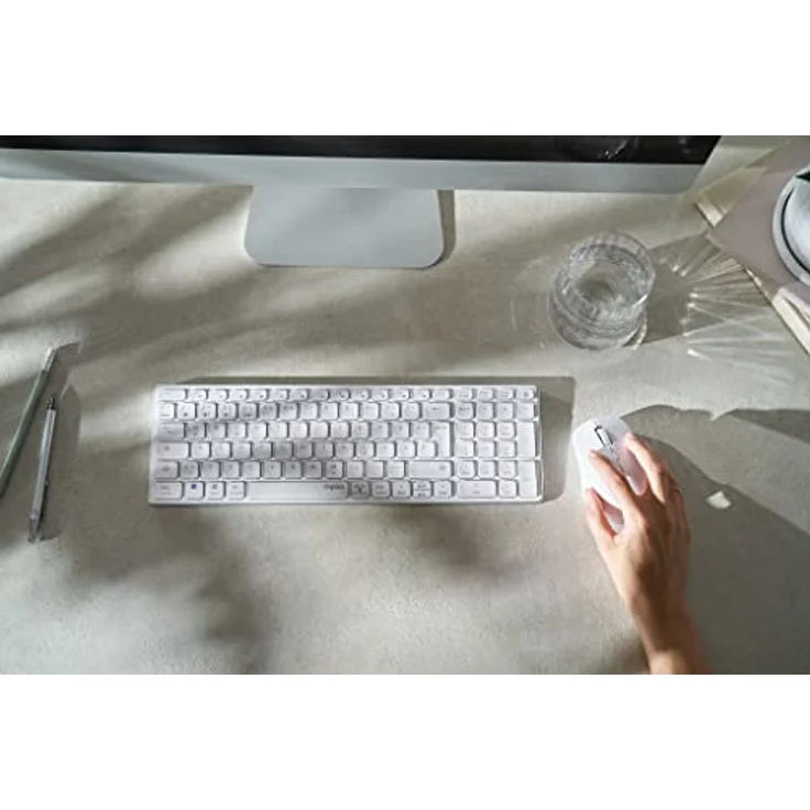 Rapoo Kabelloses Multimodus Desktop Set 9700M, DE-Layout QWERTZ, Weiß (00217386) – Bild 6