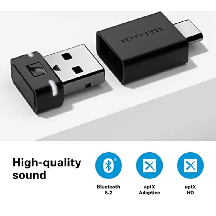 Sennheiser BTD 600 Bluetooth-Dongle – USB-A-/USB-C-Adapter mit aptX Audio-Codecs für eine stabile Verbindung und erstklassigen Sound – Steuerung von Musik, Telefonaten und Videos, Schwarz – Bild 2