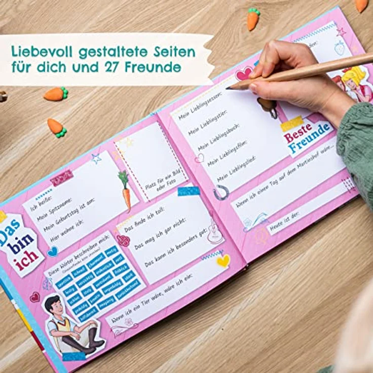 Papierdrachen Hochwertiges Freundebuch für Kinder - Bibi & Tina - Poesiealbum für alle kleinen Pferdefreunde - für 27 Freunde - buntes kindgerechtes Design – Bild 2