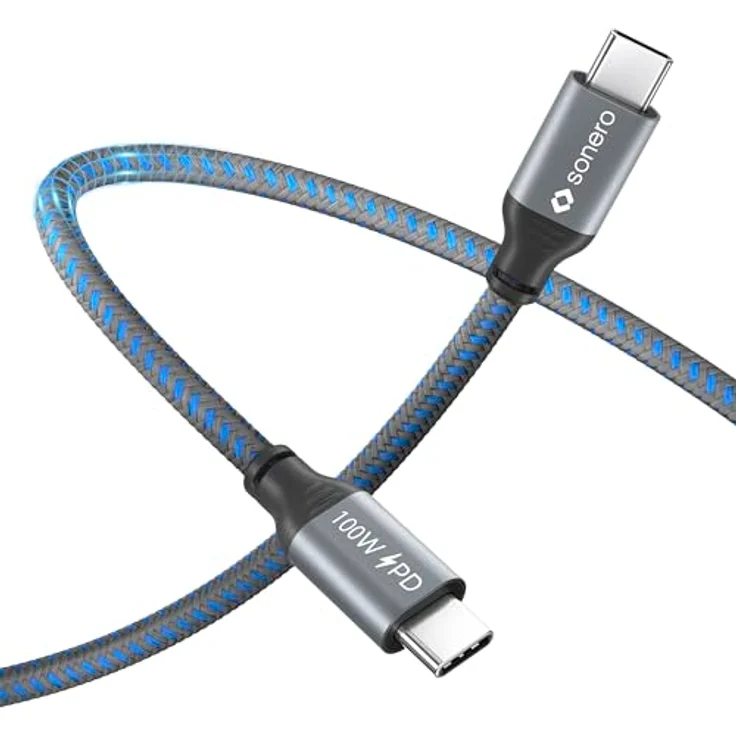 Sonero USB-C Ladekabel, 100W PD, grau/blau, 0,50m – Bild 2