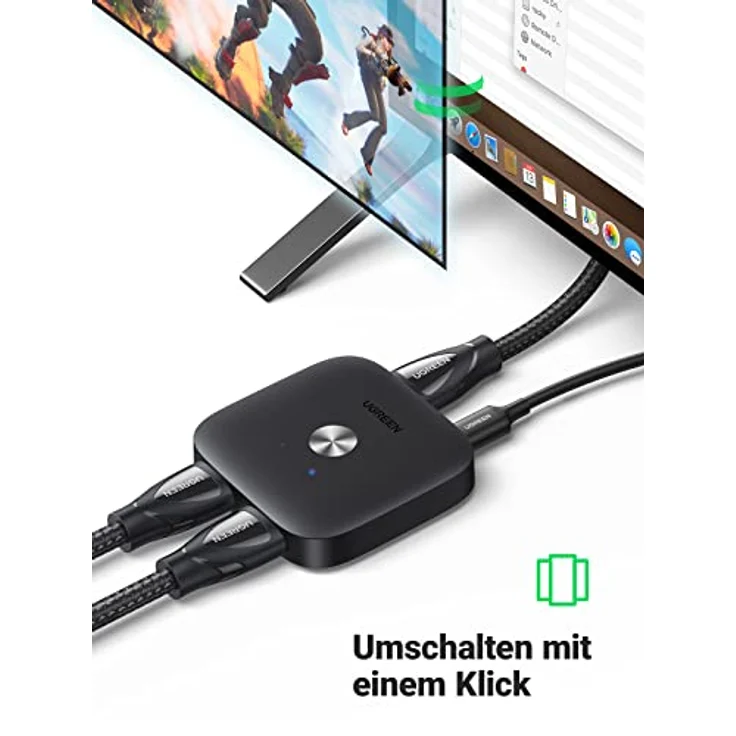UGREEN HDMI Switch 4K 60Hz 2 in 1 Out HDMI 2.0 2 In 1 Out Umschalter kompatibel mit TV Stick, Xbox One/360, PS5 /PS4/PS3, DVD Blu-Ray Player, Laptop, PC, HDTV – Bild 4