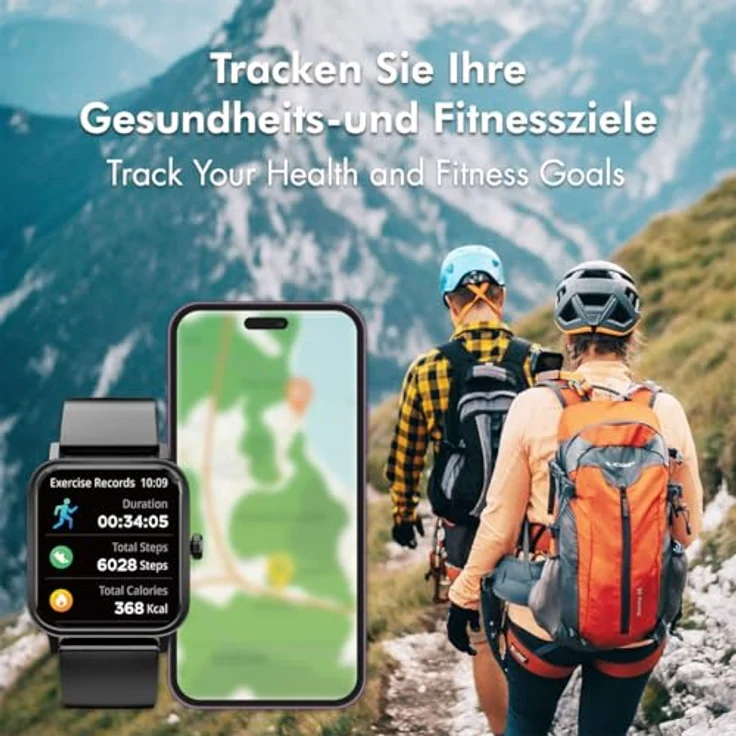 LogiLink Edge Smartwatch, 1,83 Zoll Touchscreen, IP68 wasserdicht, Bluetooth 5.2, Herzfrequenzüberwachung, personalisierbares Zifferblatt – Bild 3