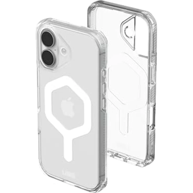 URBAN ARMOR GEAR Plyo MS Case für Apple iPhone 17, transparente Hülle mit Wireless Charging, sturzfesten Air-Soft Ecken und erhöhtem Rand, Ice/weiß – Bild 1