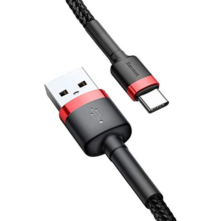 Baseus Cafule Kabel, strapazierfähiges USB/USB-C Kabel mit Schnellladung QC3.0, 2A, 3m, schwarz-rot – Bild 4