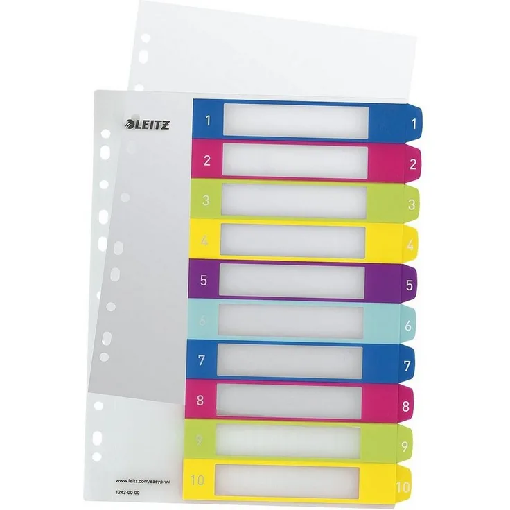 LEITZ Aktenordner WOW 1243, Register 1-10, DIN A4 überbreit, 10-tlg., farbige Taben, Kunststoff, mehrfarbig - Preisvergleich