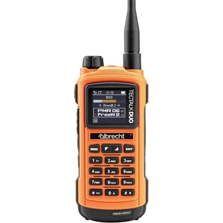 Albrecht Tectalk Duo 29149, PMR & Freenet Funkgerät mit UKW Radio, VOX Freisprechfunktion, Taschenlampe, orange – Bild 2