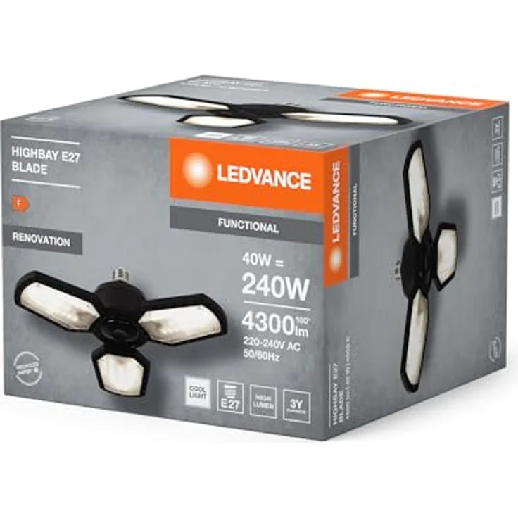 Ledvance Highbay Blade Schwarz, 40W, 4300 lm, 4000K, E27, 337.50 mm, 45W – Bild 4