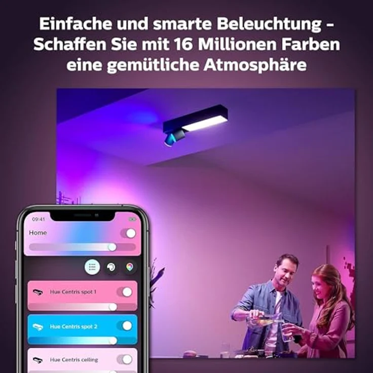 Philips Hue White & Col. Amb. LED 2-er Spotleuchte Centris, weiß, dimmbar, 16 Mio. Farben, steuerbar via App, kompatibel mit Amazon Alexa (Echo, Echo Dot) – Bild 5