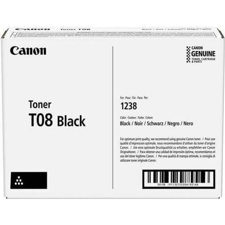Canon Tonerpatrone T08 Schwarz, Original Toner für i-SENSYS X 1238i-Serie, Reichweite bis zu 23.700 Seiten – Bild 1