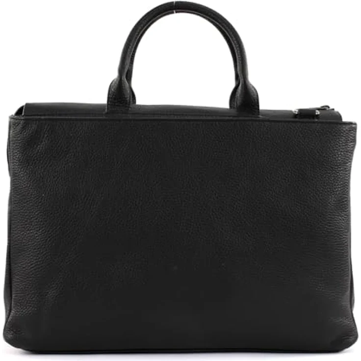 Mandarina Duck Mellow Leather Aktentasche, Laptoptasche aus weichem Rindleder, Schwarz, mit abnehmbarem Schultergurt, geräumigem Hauptfach für A4-Unterlagen, Reißverschluss mit Druckknopf – Bild 4