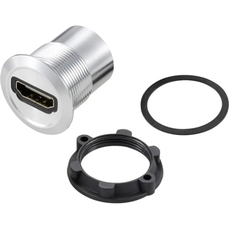 TRU COMPONENTS TC-11980452 HDMI Panel-Adapter Buchse HDMI-Buchse - HDMI-Buchse Silber Inhalt: 1 St. – Bild 1
