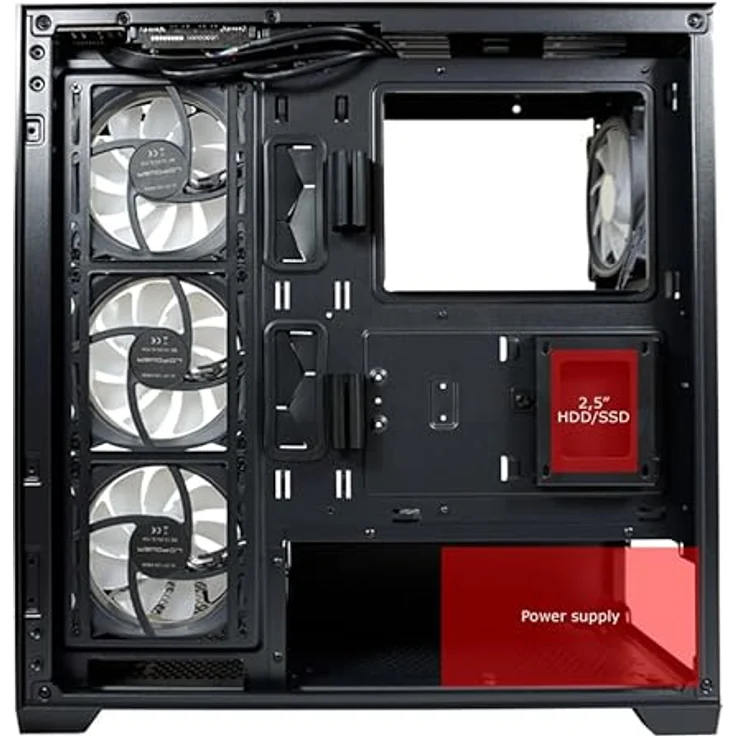 LC-Power Gaming-Gehäuse 715B Seamless Pale X, ATX Midi Tower, PC Gehäuse mit 4 ARGB-Gehäuselüftern, schwarz – Bild 6