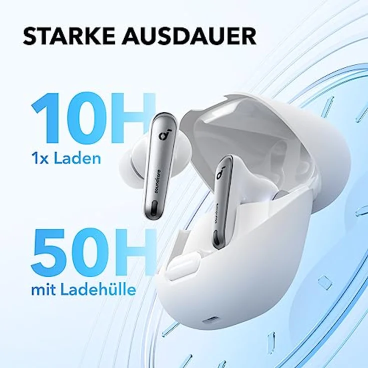soundcore by Anker Liberty 4 NC Bluetooth-Kopfhörer mit Geräuschunterdrückung, 98,5% Noise Cancelling, Adaptive Geräuschunterdrückung für Ohren und Umgebung, Hi-Res Sound, 50H Wiedergabe (Weiß) – Bild 5