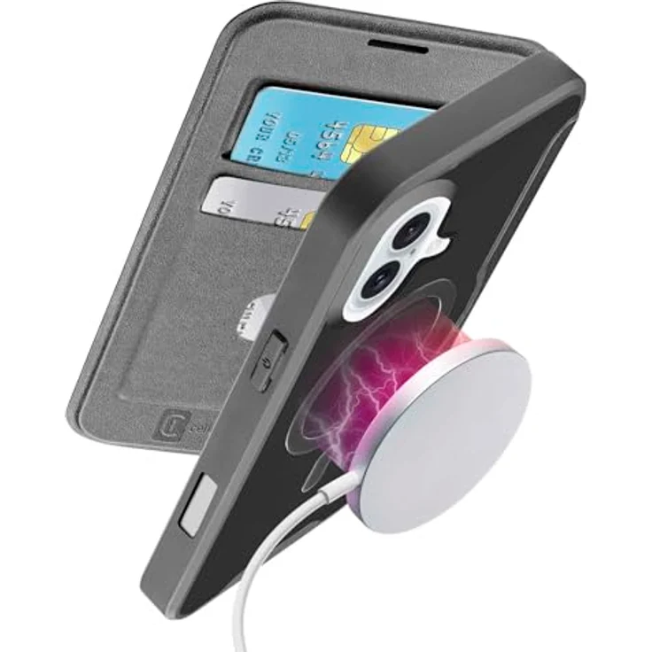 Cellular Line Daily Mag Folio für Apple iPhone 16, Buchhülle mit halbdurchsichtigem Hartdeckel, kompatibel mit MagSafe, schwarz, versandkostenfrei – Bild 2